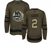 Youth Adidas New York Islanders #2 Nick Leddy Authentic Green Salute to Service NHL Jersey