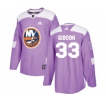 Youth Adidas New York Islanders #33 Christopher Gibson Authentic Purple Fights Cancer Practice NHL Jersey