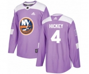Youth Adidas New York Islanders #4 Thomas Hickey Authentic Purple Fights Cancer Practice NHL Jersey