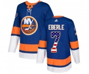 Youth Adidas New York Islanders #7 Jordan Eberle Authentic Royal Blue USA Flag Fashion NHL Jersey