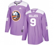 Youth Adidas New York Islanders #9 Clark Gillies Authentic Purple Fights Cancer Practice NHL Jersey