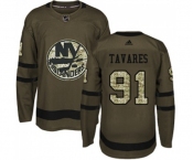 Youth Adidas New York Islanders #91 John Tavares Authentic Green Salute to Service NHL Jersey