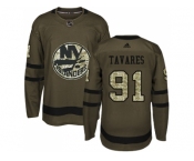 Youth Adidas New York Islanders #91 John Tavares Green Salute to Service Stitched NHL Jersey