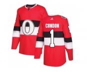Men Adidas Ottawa Senators #1 Mike Condon Red Authentic 2017 100 Classic Stitched NHL Jersey