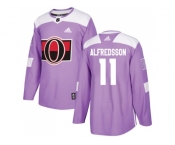 Men Adidas Ottawa Senators #11 Daniel Alfredsson Purple Authentic Fights Cancer Stitched NHL Jersey