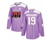 Men Adidas Ottawa Senators #19 Derick Brassard Purple Authentic Fights Cancer Stitched NHL Jersey