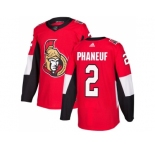 Men Adidas Ottawa Senators #2 Dion Phaneuf Red Home Authentic Stitched NHL Jersey