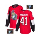 Men Adidas Ottawa Senators #41 Craig Anderson Red Home Authentic Fashion Gold Stitched NHL Jersey