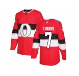 Men Adidas Ottawa Senators #7 Kyle Turris Red Authentic 2017 100 Classic Stitched NHL Jersey