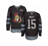 Men's Adidas Ottawa Senators #15 Zack Smith Authentic Black 1917-2017 100th Anniversary NHL Jersey