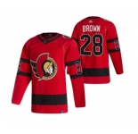 Men's Ottawa Senators #28 Connor Brown Red 2020-21 Reverse Retro Alternate Hockey Jersey