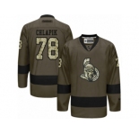 Men's Reebok Ottawa Senators #78 Filip Chlapik Authentic Green Salute to Service NHL Jersey
