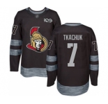 Men's Senators #7 Brady Tkachuk Black 1917-2017 100th Anniversary Stitched Hockey Jersey