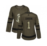 Women Adidas Ottawa Senators #1 Mike Condon Green Salute to Service Stitched NHL Jersey
