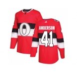 Youth Adidas Ottawa Senators #41 Craig Anderson Red Authentic 2017 100 Classic Stitched NHL Jersey