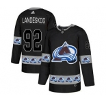 Avalanche #92 Gabriel Landeskog Black Team Logo Fashion Stitched Hockey Jersey