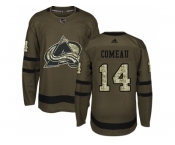 Men Adidas Colorado Avalanche #14 Blake Comeau Green Salute to Service Stitched NHL Jerse