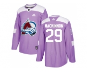 Men Adidas Colorado Avalanche #29 Nathan MacKinnon Purple Authentic Fights Cancer Stitched NHL Jersey