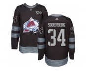 Men Adidas Colorado Avalanche #34 Carl Soderberg Black 1917-2017 100th Anniversary Stitched NHL Jersey