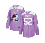 Men Adidas Colorado Avalanche #52 Adam Foote Purple Authentic Fights Cancer Stitched NHL Jersey