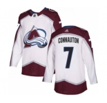 Men's Avalanche #7 Kevin Connauton White Road Authentic Stitched Hockey Jersey