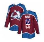 Men's Avalanche #8 Cale Makar Burgundy Home Authentic USA Flag Stitched Hockey Jersey