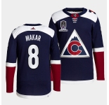 Men's Colorado Avalanche #8 Cale Makar 2022 Navy Stanley Cup Champions Patch Stitched Jersey