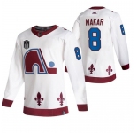 Men's Colorado Avalanche #8 Cale Makar White 2022 Stanley Cup Final Patch Reverse Retro Stitched Jersey