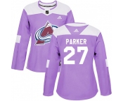 Women's Colorado Avalanche #27 Scott Parker Adidas Authentic Fights Cancer Practice Purple Jersey