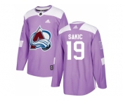 Youth Adidas Colorado Avalanche #19 Joe Sakic Purple Authentic Fights Cancer Stitched NHL Jersey
