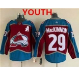 Youth Colorado Avalanche #29 Nathan MacKinnon With A Ptach Burgundy Stitched Jersey