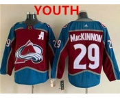 Youth Colorado Avalanche #29 Nathan MacKinnon With A Ptach Burgundy Stitched Jersey