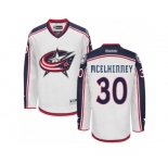Men Reebok Columbus Blue Jackets #30 Curtis McElhinney Authentic White Away NHL Jersey