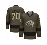 Men's Reebok Columbus Blue Jackets #70 Joonas Korpisalo Authentic Green Salute to Service NHL Jersey