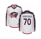 Men's Reebok Columbus Blue Jackets #70 Joonas Korpisalo Authentic White Away NHL Jersey