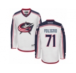 Men's Reebok Columbus Blue Jackets #71 Nick Foligno Authentic White Away NHL Jersey