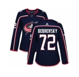 Women Adidas Columbus Blue Jackets #72 Sergei Bobrovsky Navy Blue Home Authentic Stitched NHL Jersey
