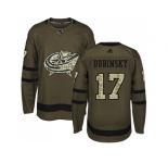 Youth Adidas Columbus Blue Jackets #17 Brandon Dubinsky Green Salute to Service Stitched NHL Jersey