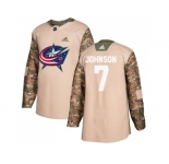 Youth Adidas Columbus Blue Jackets #7 Jack Johnson Camo Authentic 2017 Veterans Day Stitched NHL Jersey