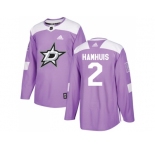 Men Adidas Dallas Stars #2 Dan Hamhuis Purple Authentic Fights Cancer Stitched NHL Jersey