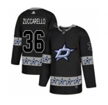 Men's Stars #36 Mats Zuccarello Black Team Logo Fashion Stitched Hockey Jersey