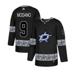 Stars #9 Mike Modano Black Team Logo Fashion Stitched Hockey Jersey