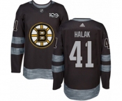 Adidas Boston Bruins #41 Jaroslav Halak Authentic Black 1917-2017 100th Anniversary NHL Jersey