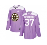 Men Adidas Boston Bruins #37 Patrice Bergeron Purple Authentic Fights Cancer Stitched NHL Jersey