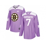 Men Adidas Boston Bruins #7 Phil Esposito Purple Authentic Fights Cancer Stitched NHL Jersey