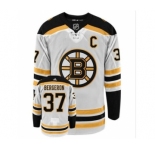 Men's BOSTON BRUINS #37 PATRICE BERGERON with C patch ADIDAS AUTHENTIC AWAY WHITE NHL HOCKEY JERSEY