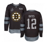 Men's Boston Bruins #12 Adam Oates Authentic Black 1917-2017 100th Anniversary 2019 Stanley Cup Final Bound Hockey Jersey