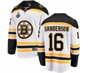 Men's Boston Bruins #16 Derek Sanderson Authentic White Away Fanatics Branded Breakaway 2019 Stanley Cup Final Bound Hockey Jersey
