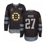 Men's Boston Bruins #27 John Moore Authentic Black 1917-2017 100th Anniversary 2019 Stanley Cup Final Bound Hockey Jersey