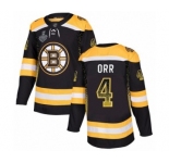 Men's Boston Bruins #4 Bobby Orr Authentic Black Drift Fashion 2019 Stanley Cup Final Bound Hockey Jersey